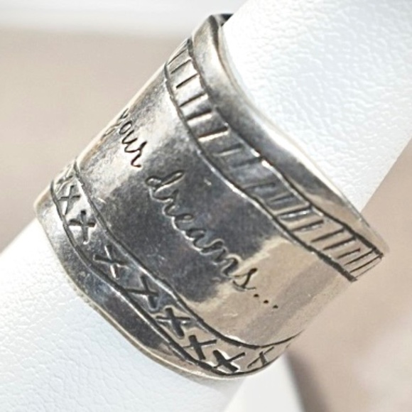 Vintage Silpada Ring 925 Sterling Silver BE TRUE TO YOUR DREAMS Cigar Band Sz 5 - Picture 4 of 9